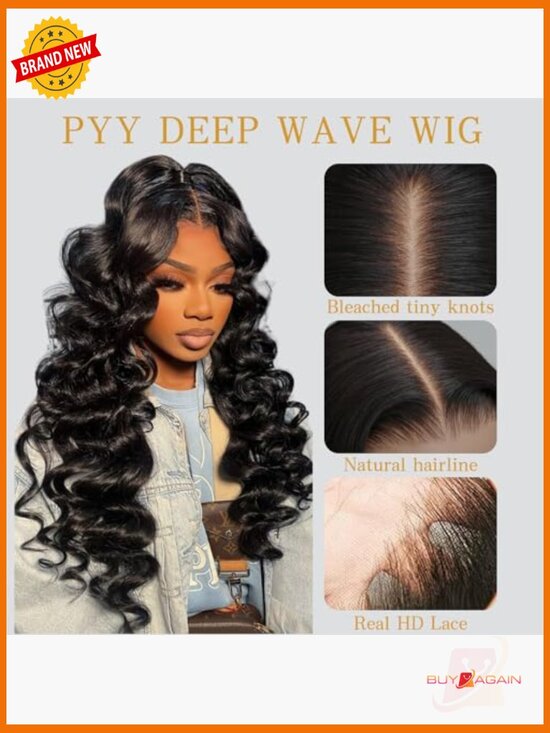 100% Human Hair Deep Wave Lace Front Wig 13x4 HD Lace Glueless 22 Inch main image 5